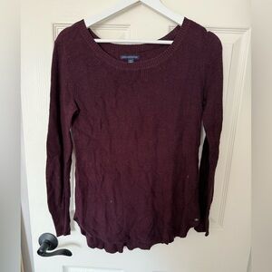 American Eagle Outfitters Deep Burgundy Crew Neck Sweater
